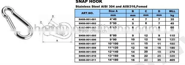 316 stainless steel snap hook