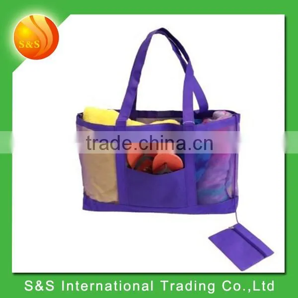 2016 Large Ladies Mesh Tote Beach Bag With Samll Pouch