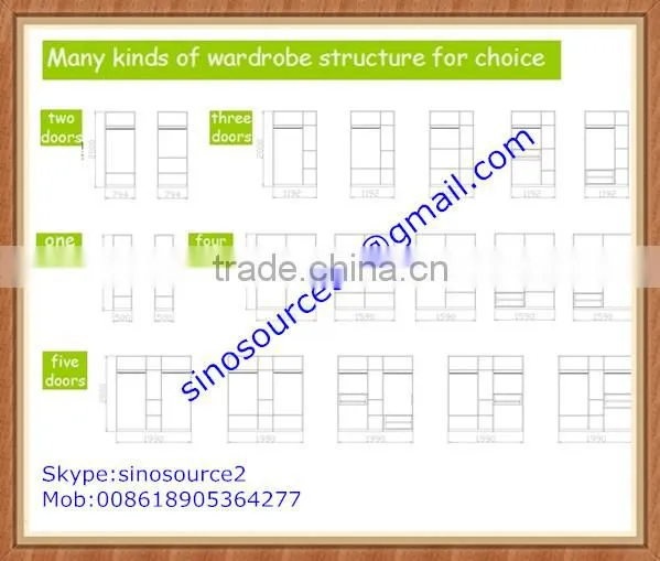 wholesale mirror door wooden bedroom wardrobes closet funiture