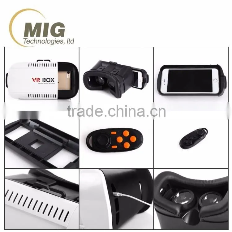 Hot sell new technology see film and remote control playing games 3d vr box glasses for all mobile phone