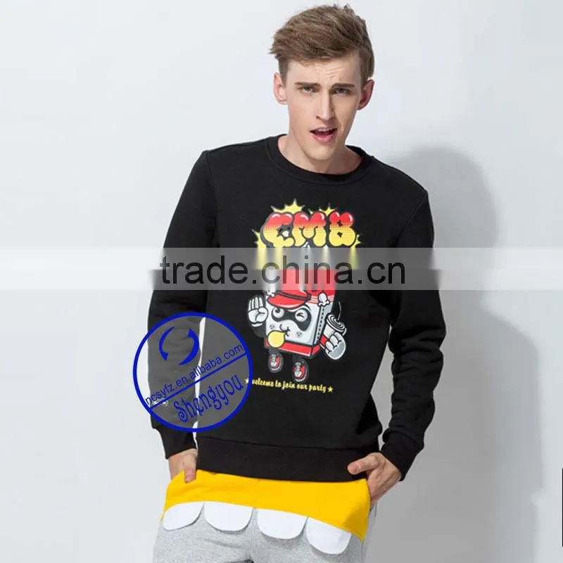 Custom 100% Fleece Polyester Men Black Pullover Printed Hoodie Sweatshirts