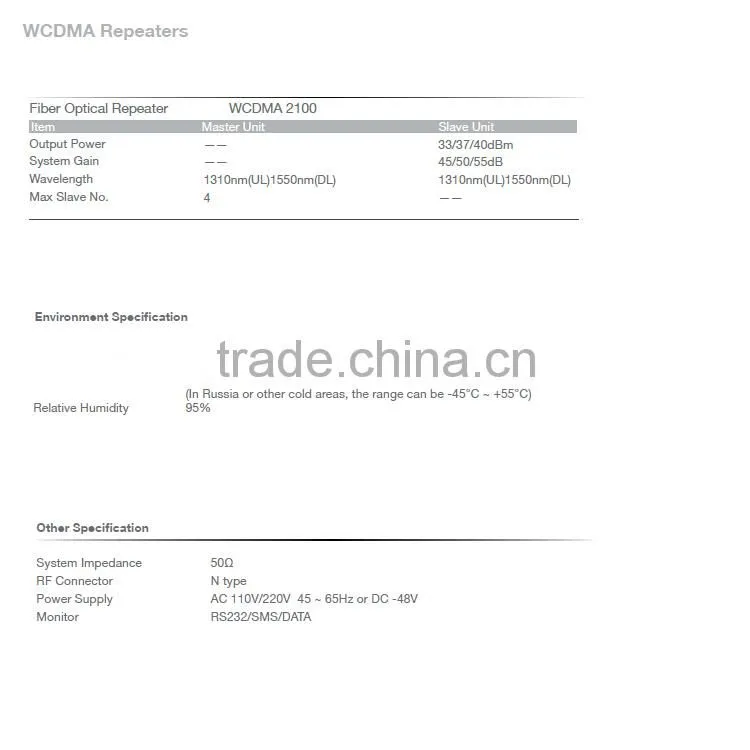 2100mhz 3g Fiber optic 3g signal repeater