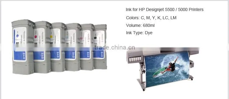 Premium 680ML Nr.81 5500 Dye Inkjet Plotter Ink Cartridges For HP