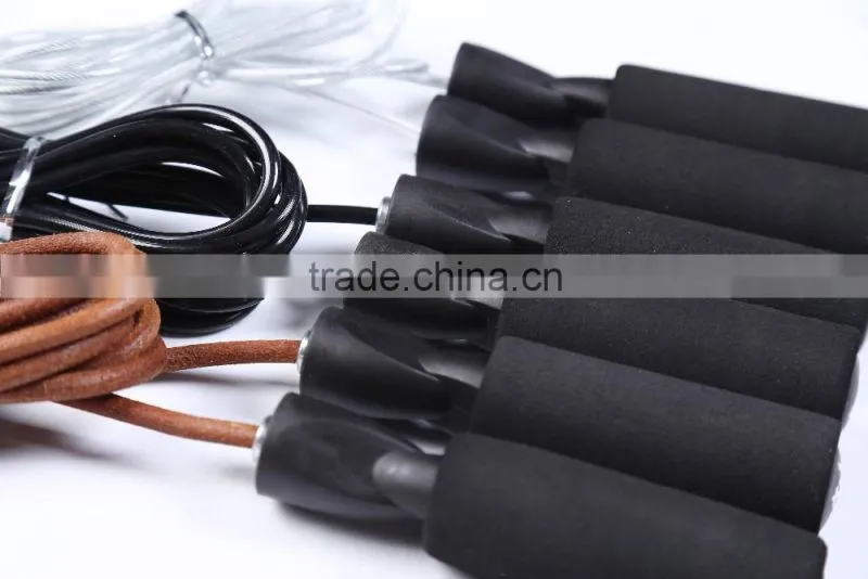 wholesale fitness gym leather jump rope cross fit skipping rope speed aerobic exercise jump rope