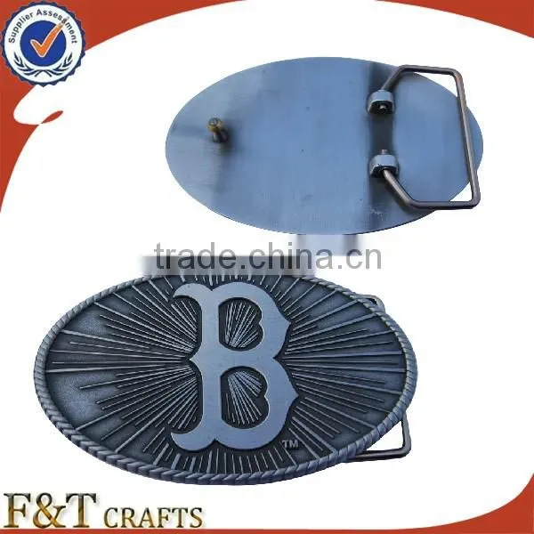 Zinc alloy antique tin 3D logo men belt buckle for own your desgin