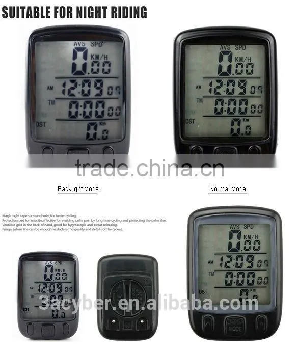 Waterproof Wireless LCD Digital Bike Cycle Computer Speedometer Bicycle Odometer White LED Backlight 563C