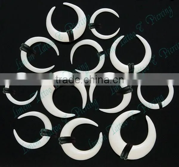 Water Buffalo White Bone U-Shape Stretchers SPIKE SPIRAL UV Acrylic Ear Piercing Ear Expander