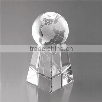 Crystal cup awards trophies hand holder crystal trophies with black base