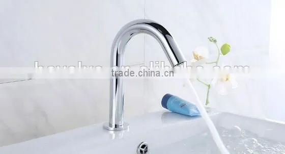 Modern curved cheap discount bathroom sensor faucet auto stop faucet
