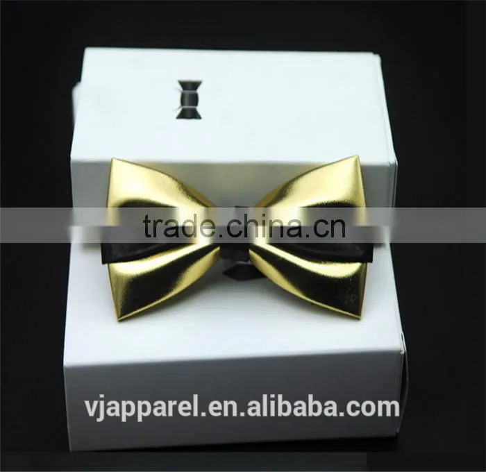 Clip-On Bow Tie with Faux Leather Bowtie Tuxedo