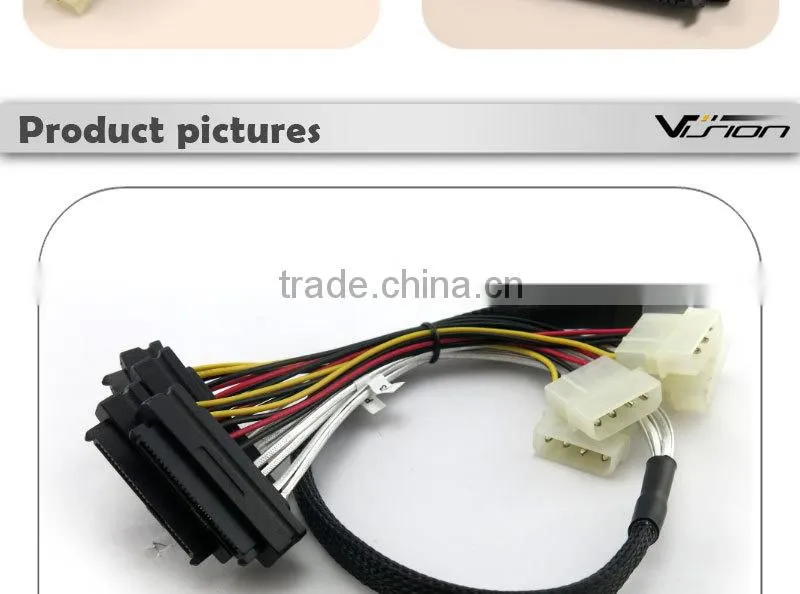 1m black 30AWG Internal Mini SAS 36pin (SFF-8087) Male to SAS 29pin Female with 4pin Power (SFF-8482) Cable