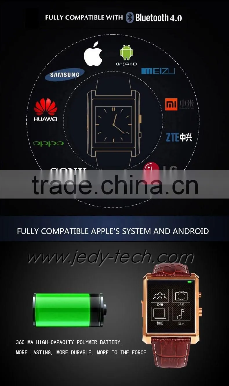 Hot Bluetooth wrist smart watch for IOS android phone with camera sync message phone call for Iphone and Android smart phone