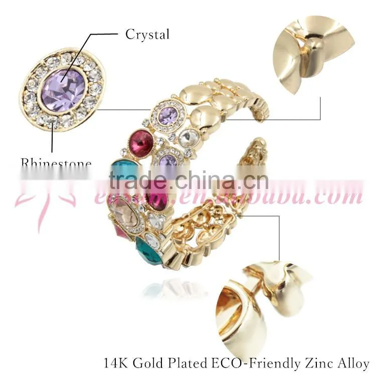 Luxury and fashion colorful crystal bangle, fashion charming bangle bracelet, metal bracelet