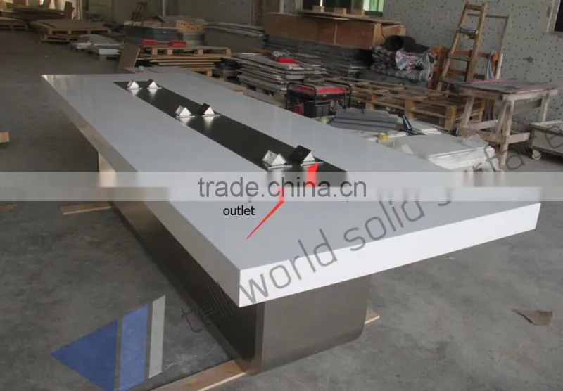 High quality acrylic solid surface boardroom table/meeting room table/conference table socket