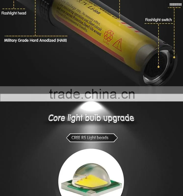 Exclusive Design Portable torch lights CREE5 493LM Waterproof LED Flashlight with 6 Modes