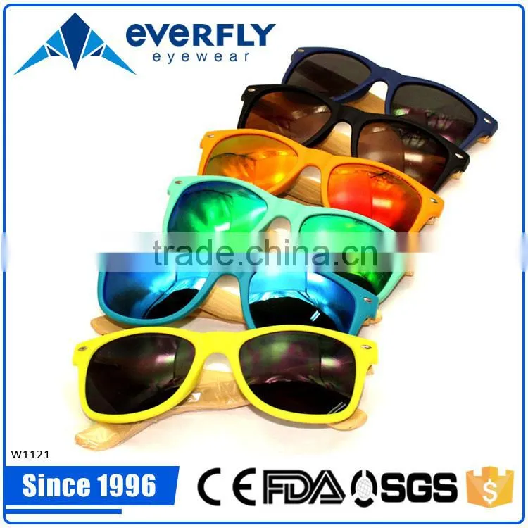 High Quality CE FDA Wholesale Beautiful Fancy Color TR90 Front Sunglasses Bamboo Wooden Sunglasses Mirror Lens