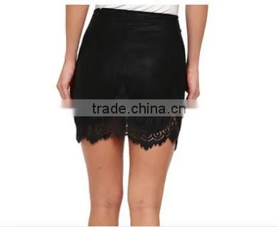 2015 hotsales high waist nylon lace giddy up mini skirt