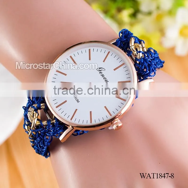 Women New Classic Geneva Ethnic Braided Analog Quartz Chain Bracelet Wrist Watch
