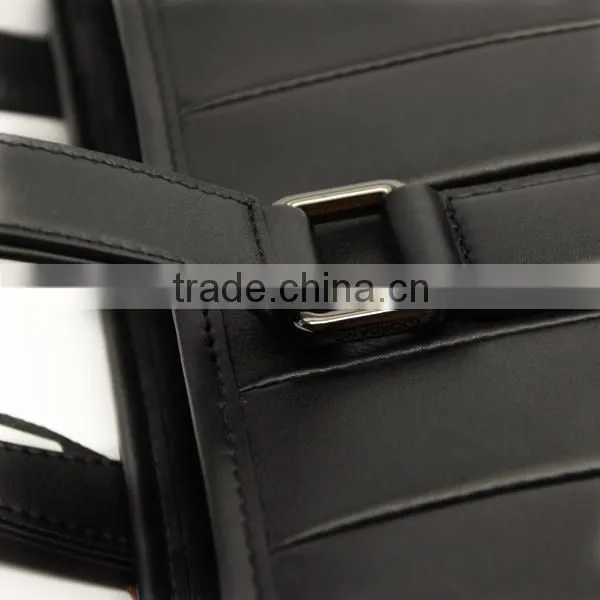 Black Genuine Leather Business Men's Office Laptop Leather Portfolio Tote Bag