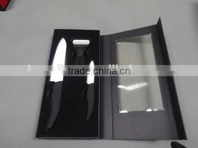 Ceramic Knife with a Peeler in Black Window Box packaging