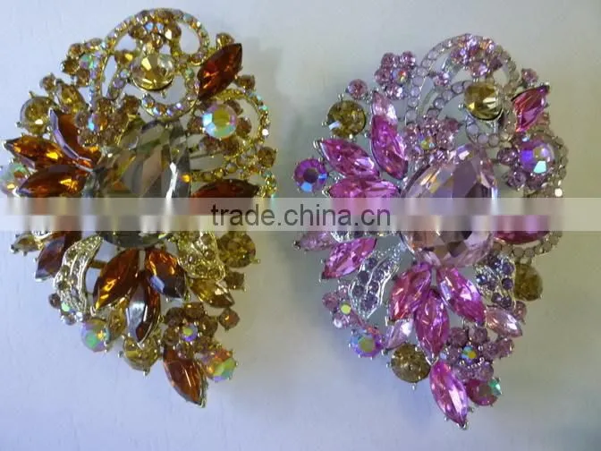 2014 New Design rhinestone applique Handmade Strass crystal Brooches for wedding dress
