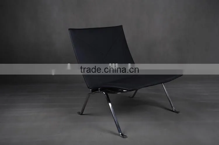 304# stainless steel ergonomic leather chaise lounge pk22 chair replica