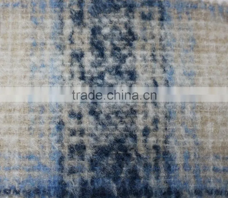 Fall winter thick scotch plaid brushed polyester acryilic blend wool fabric