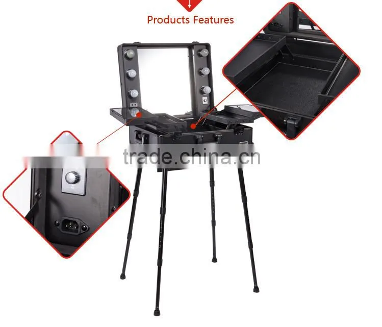 2016 Sunrise In Stocks for Amazon Professional Makeup Trolley Case With Lighted Mirror