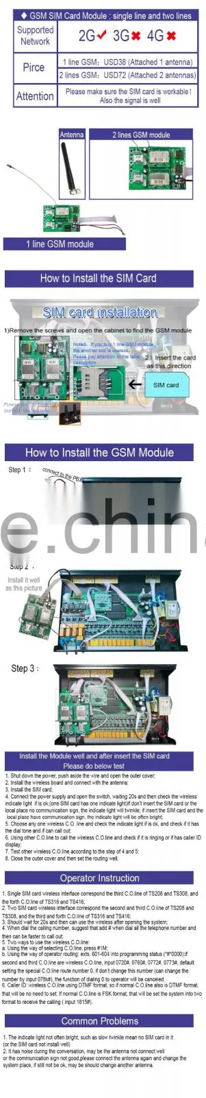 24 extensions Wireless GSM PABX PBX Office Intercom system (TP832-424)