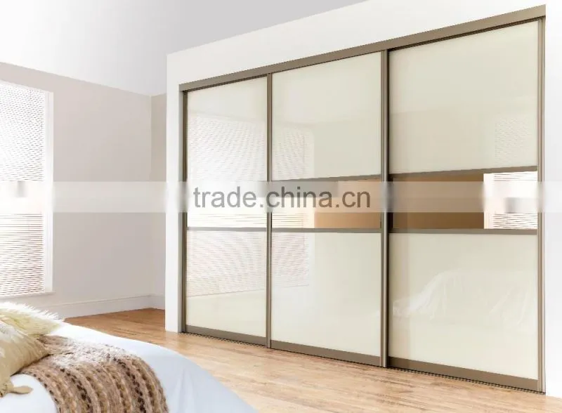 Painting glass door tawny glasses wardrobe with champagne color aluminum frame
