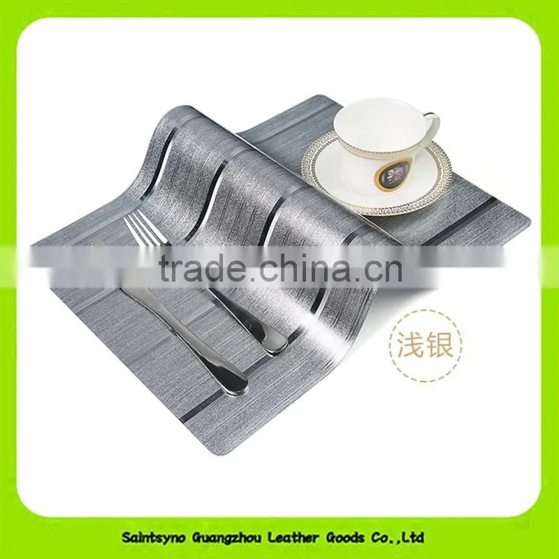 Shinning PVC leather Printing Coaster, Anti-oil Leather Coffee Table Pad 16024