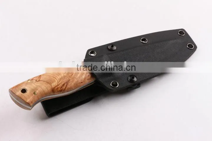 OEM fixed blade knife with D2 blade and white shadow wood handle