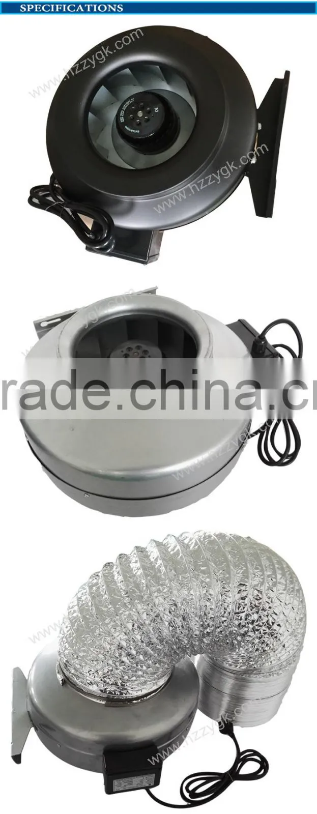 Metal Casing 4",6",8",10",12" 120V/230V AC Current Ventilation Blower Fan/Axial Flow Type Circular Mounted Duct Fan