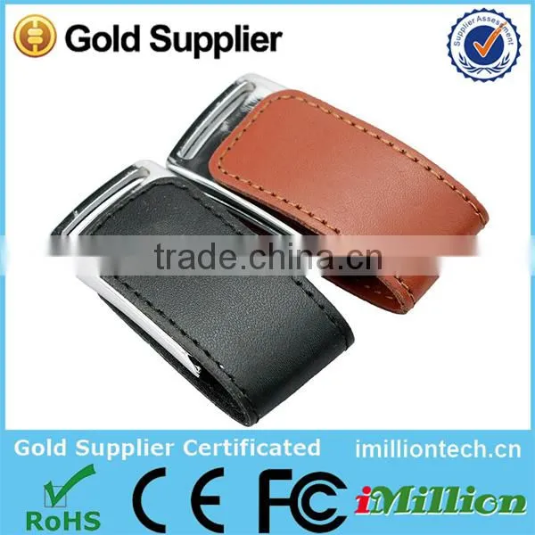 Full Capacity Leather USB Flash Drive 16GB USB 3.0 Memory Stick