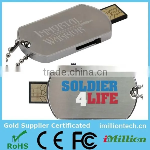 4GB Logo Engrave Metal Army Tag USB Flash Stick