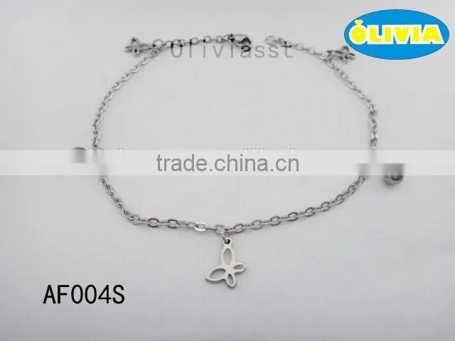 Olivia Jewelry Trendy Women's Stainless Steel Elegant Butterfly Charm Anklets in Gold