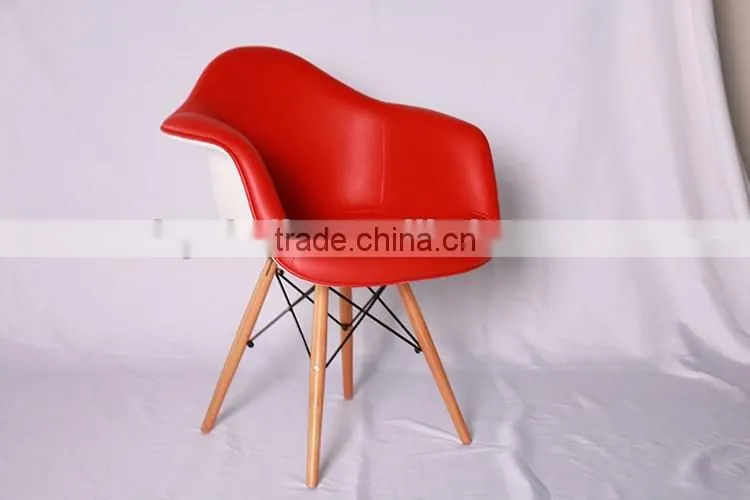 Replica Eiffel Tower Base Fiberglass Patchwork Dining Armchair with Wood legs