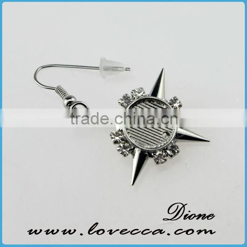 Cheap wholesale fashion women silver alloy setting crystal fancy earrings