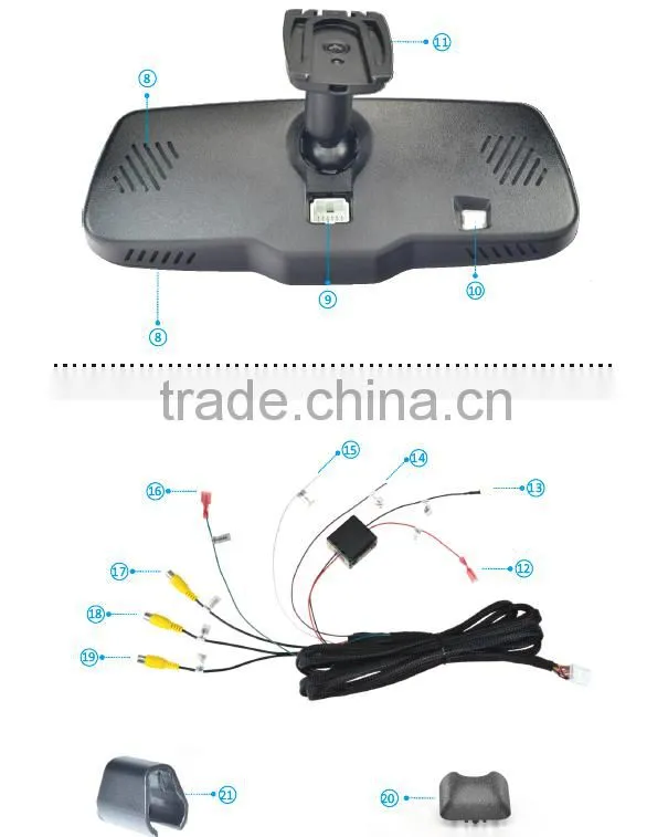 7.3 inch mirror-link rearview mirror with back-up camera display