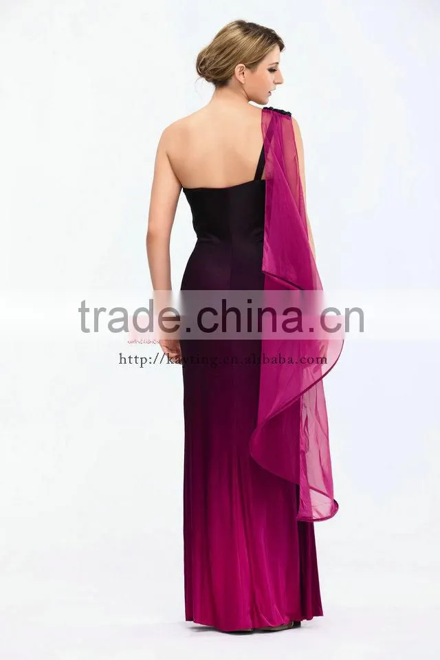 Elegant one-shoulder beaded and ruffle evening dress formal evening wear