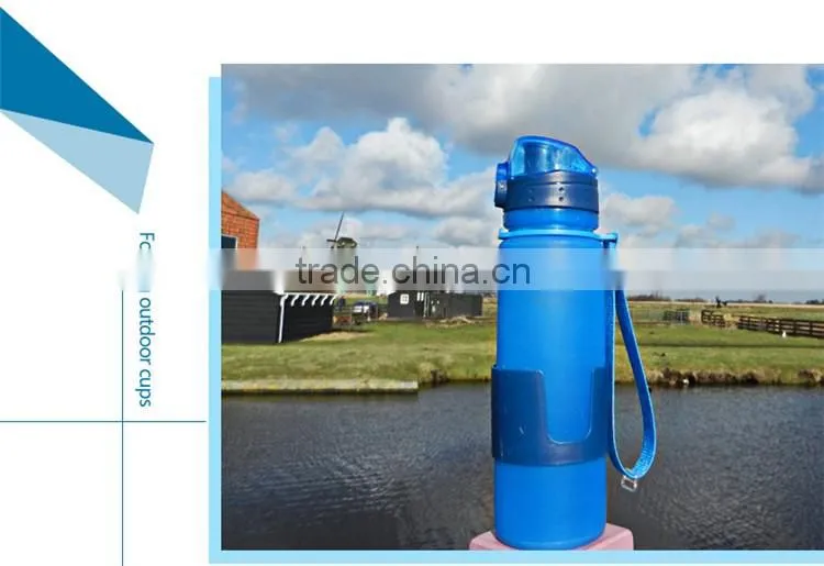 2016 Top Selling Items Outdoor Food Grade BPA Free Portable Flodable Silicone Collapsible water bottle