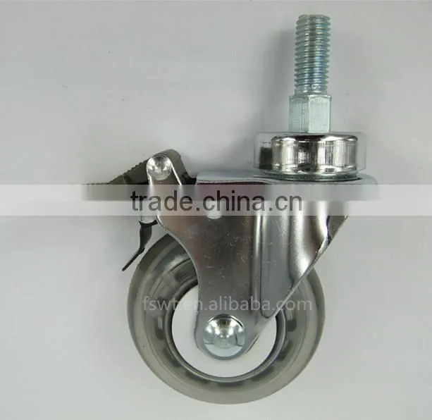 All Size Threaded Stem With Lock Transparent PU Furniture Caster Wheel