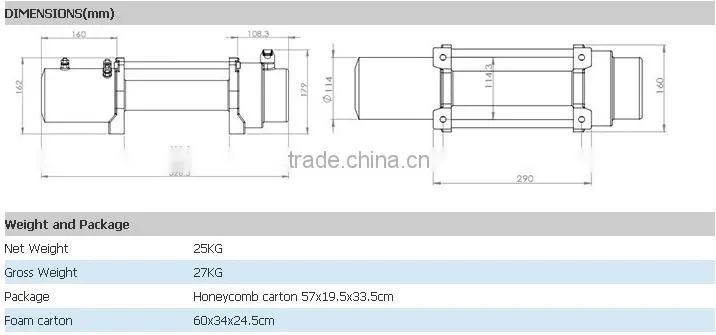 4X4 truck electric winches with 12000IBS