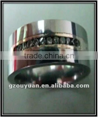 Zircon inlay titanium ring,High polished faked diamond ring