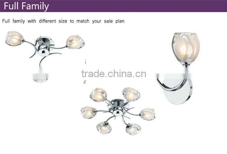 modern decoration transparent glass E14/E27 ceiling lamp