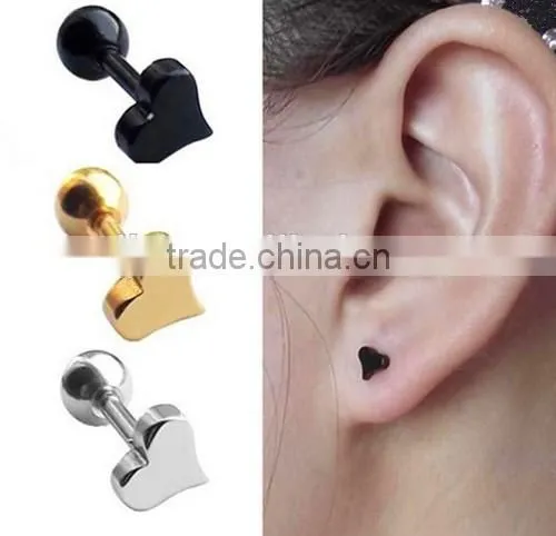 Surgical steel plate technolog bowknot jewelry tragus piercing cartilage earrings plugs initial fashion earring stud