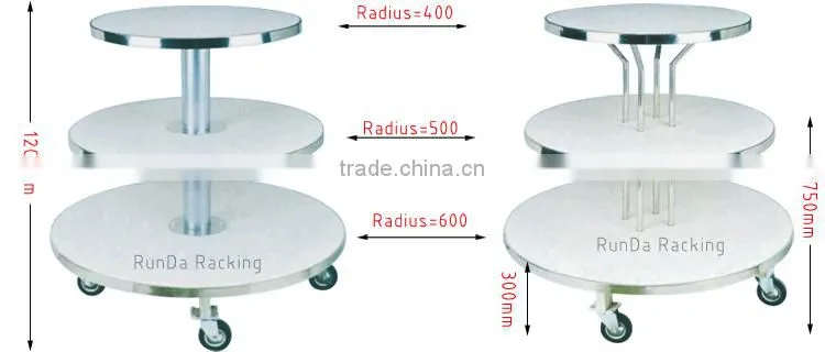 Rolling metal promotional display stand/four column circle platform