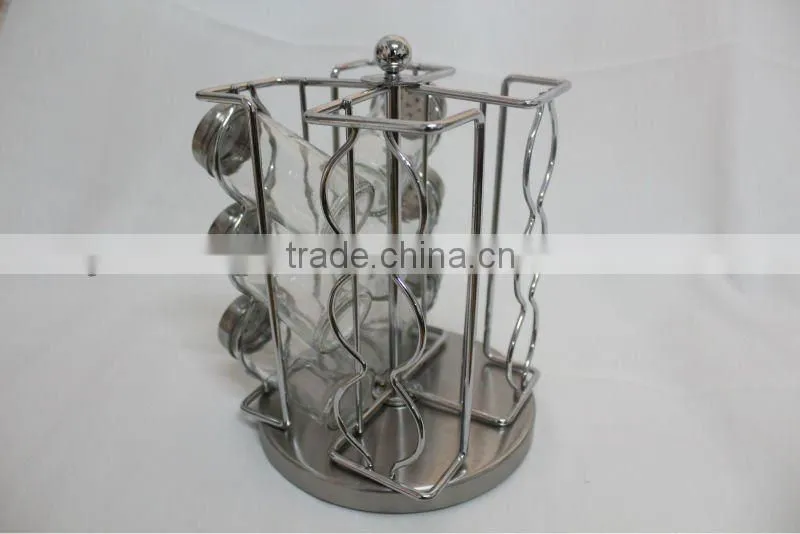 revolving stainless steel spice set with 12pcs bottles
