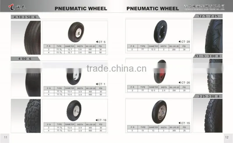 Top Pneumatic Smooth Rubber Wheel 400-8
