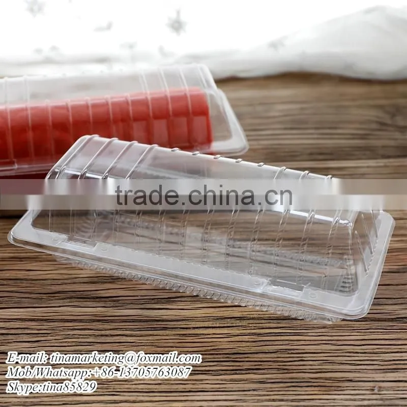 Vacuum Forming Disposable Plastic Clamshell Hinged Food Container, Clear Cake Packaging Box
